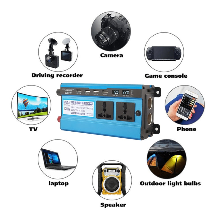 Carmaer 12V to 220V 1200W Double Cigarette Lighter Car Double Digital Display Inverter Household Power Converter by buy2fix