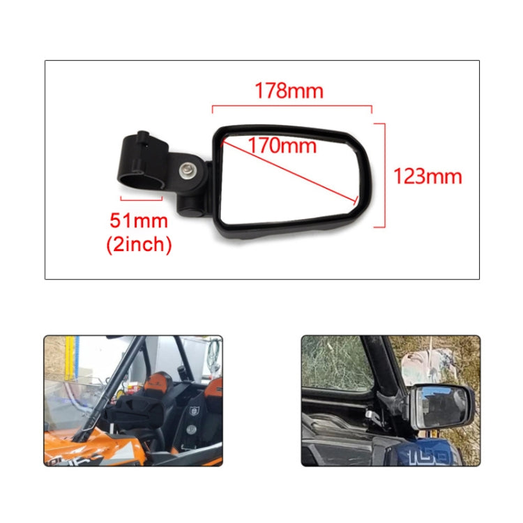 Pair All-terrain Vehicles Wide Field View 2.0 inch Rearview Mirror Side Reflector Mirror for UTV / ATV by buy2fix