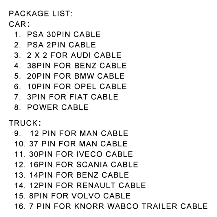 Truck / Car 16 in 1 Conversion Cable Set by buy2fix