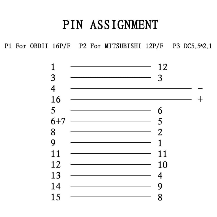12Pin to 16Pin Car OBD2 Conversion Cable OBDII Diagnostic Adapter Cable for Mitsubishi by buy2fix