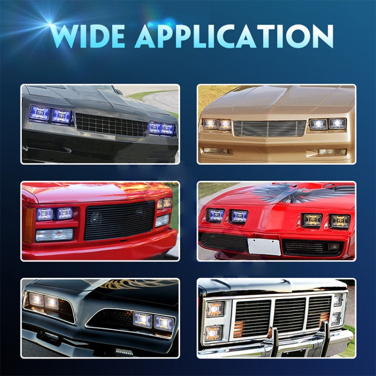 OL-2051S 1 Pair 4x6 inch Off-road Vehicle Modified Angel Devil Eyes Rectangular Headlight by buy2fix