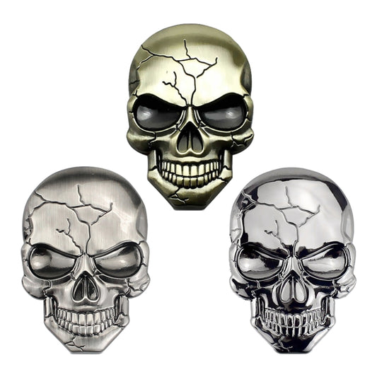 Three-dimensional Devil Skull Metal Car Sticker (Titanium Color) by buy2fix