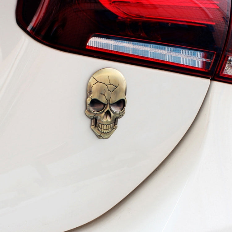 Three-dimensional Devil Skull Metal Car Sticker (Titanium Color) by buy2fix