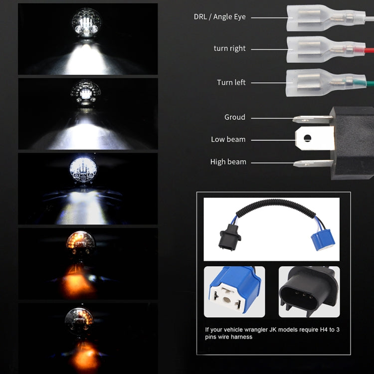 7 inch Car Matrix Gradient LED Headlight Lamps for Jeep Wrangler by buy2fix