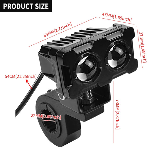 ZH-1583A1 External Waterproof Double Lamp Bead LED Headlight Square Dragon Button Type by buy2fix