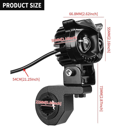 ZH-1584A1 External Waterproof Double Lamp Bead LED Headlight Owl Dragon Button Type by buy2fix