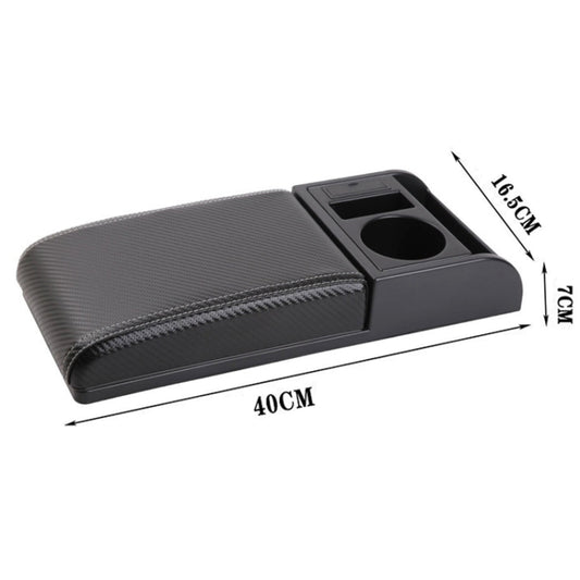 Car Multi-functional Dual USB Armrest Box Booster Pad, Carbon Fiber Leather Straight Type (Black White) by buy2fix