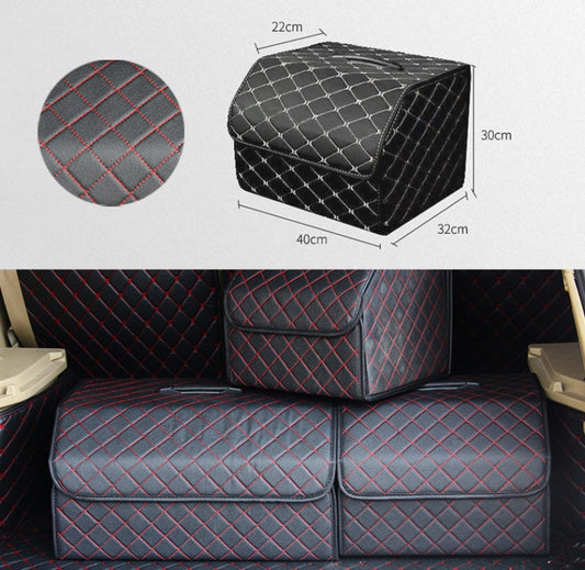 Car Trunk Foldable Storage Box, Checkered Middle Size: 40 x 32 x 30cm (Black Red) by buy2fix