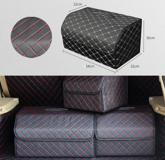 Car Trunk Foldable Storage Box, Checkered Large Size: 54 x 32 x 30cm (Black Red) by buy2fix