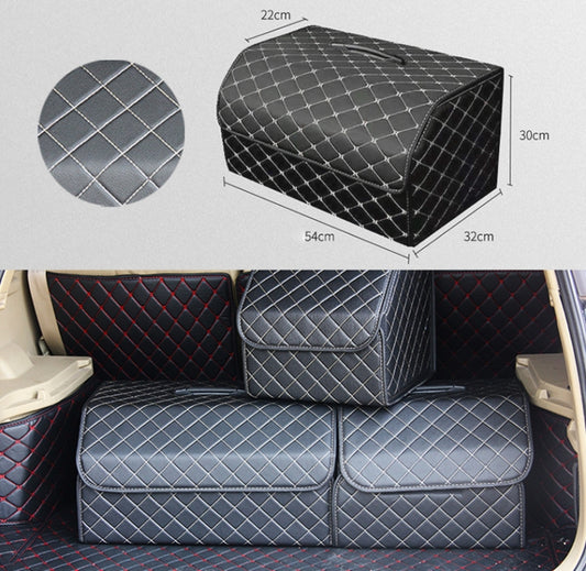 Car Trunk Foldable Storage Box, Checkered Large Size: 54 x 32 x 30cm (Beige) by buy2fix