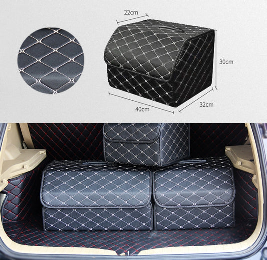 Car Trunk Foldable Storage Box, Rhombic Grid Middle Size: 40 x 32 x 30cm (Beige) by buy2fix