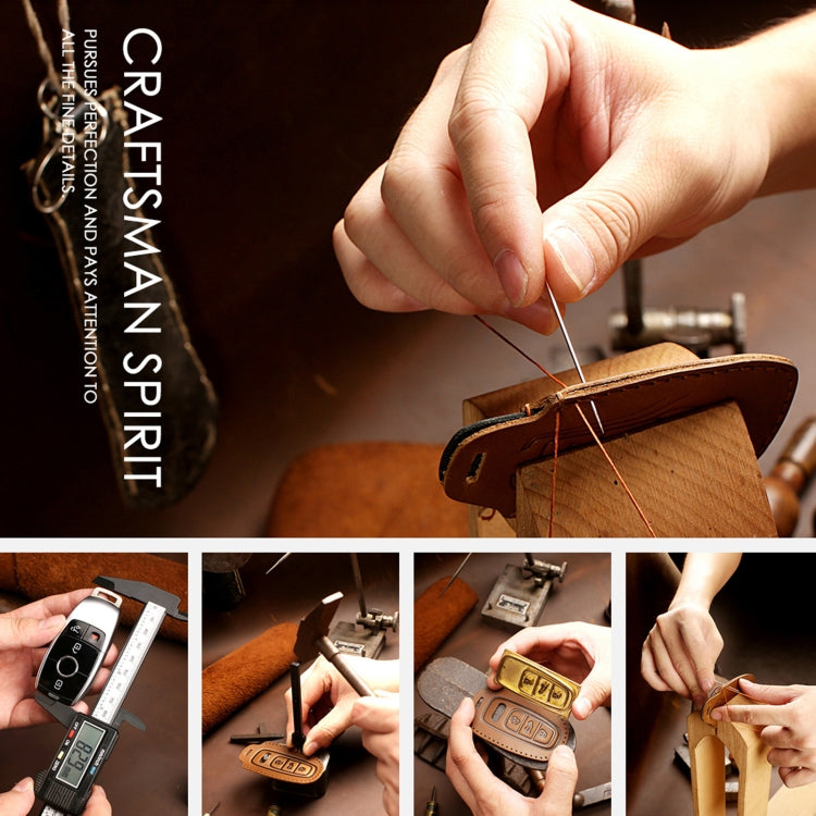 Hallmo Car Cowhide Leather Key Protective Cover for Volkswagen Golf 8(Blue) by Hallmo