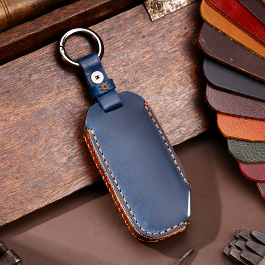 Hallmo Car Cowhide Leather Key Protective Cover for KIA(Blue) by Hallmo