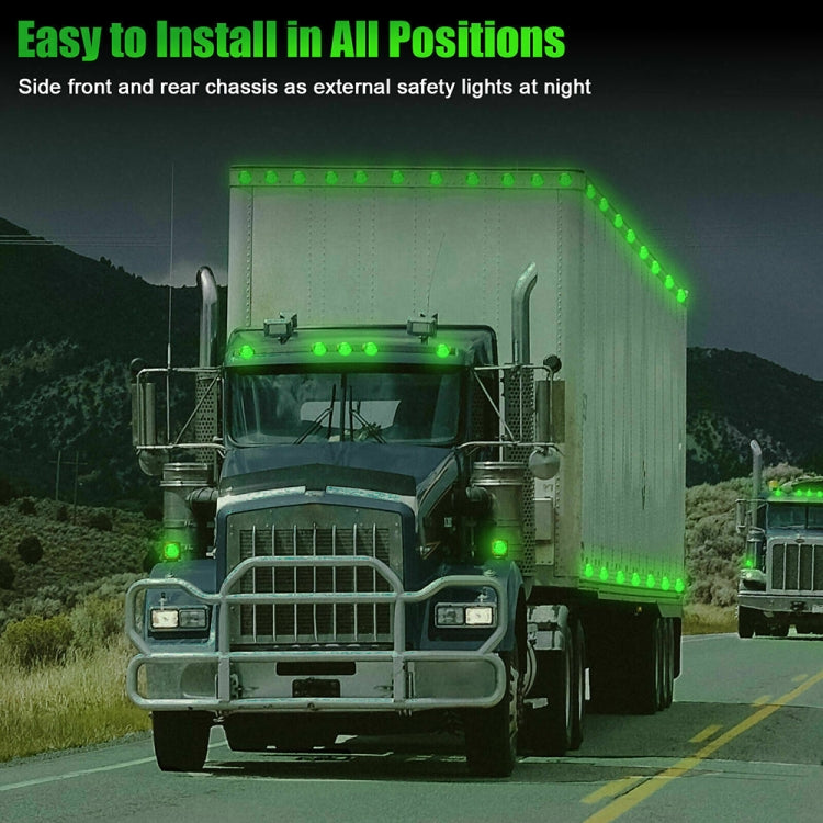 10 PCS MK-009 3/4 inch Car / Truck 3LEDs Side Marker Indicator Lights Bulb Lamp (Green Light) by buy2fix