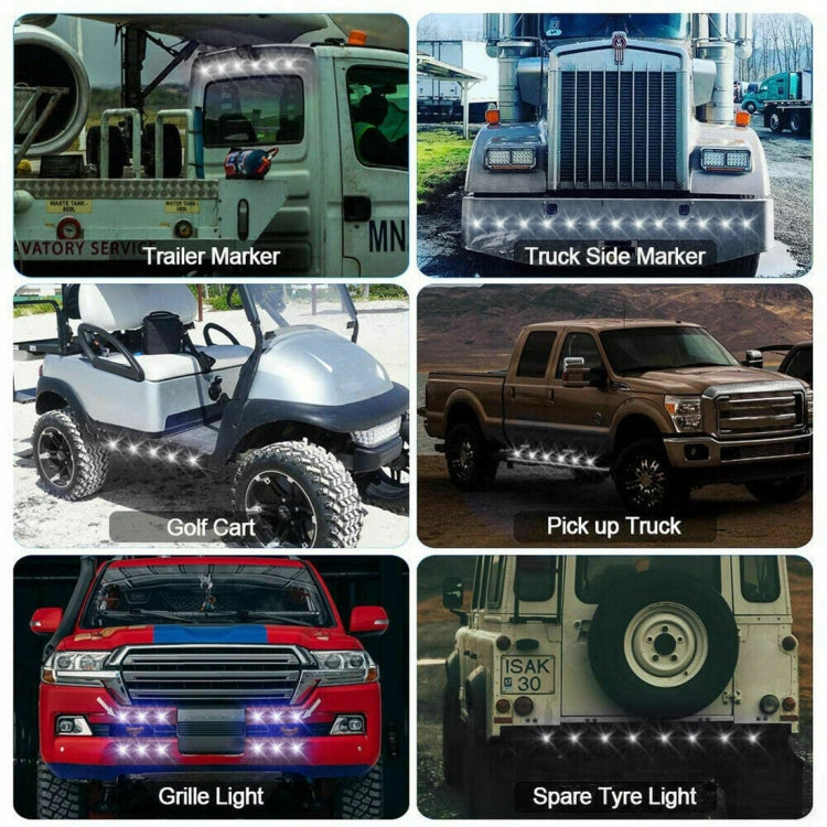 10 PCS MK-118 3/4 inch Metal Frame Car / Truck 3LEDs Side Marker Indicator Lights Bulb Lamp (White Light) by buy2fix