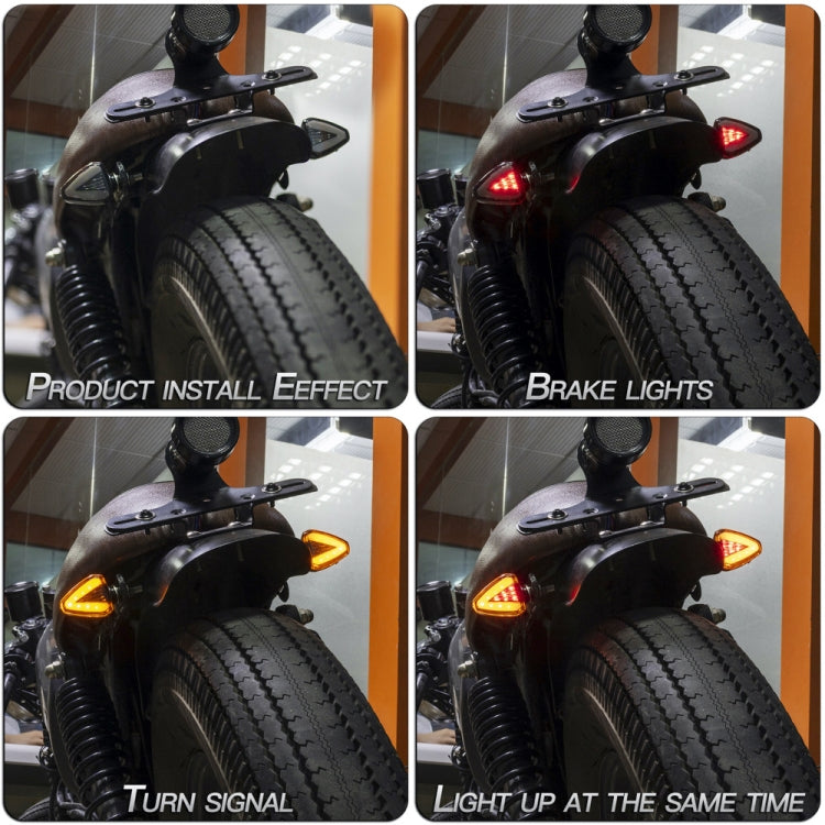2 PCS KC018A Motorcycle Triangular V-shaped Two-color LED Brake Turn Signal Light by buy2fix