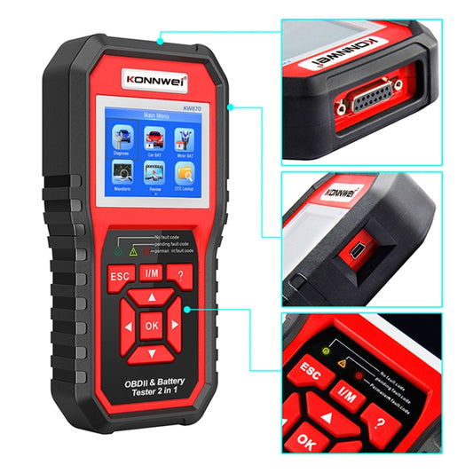 KONNWEI KW870 2 in 1 Car OBD2 Fault Diagnosis + Battery Tester by KONNWEI
