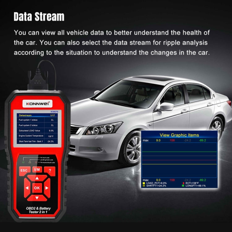 KONNWEI KW870 2 in 1 Car OBD2 Fault Diagnosis + Battery Tester by KONNWEI