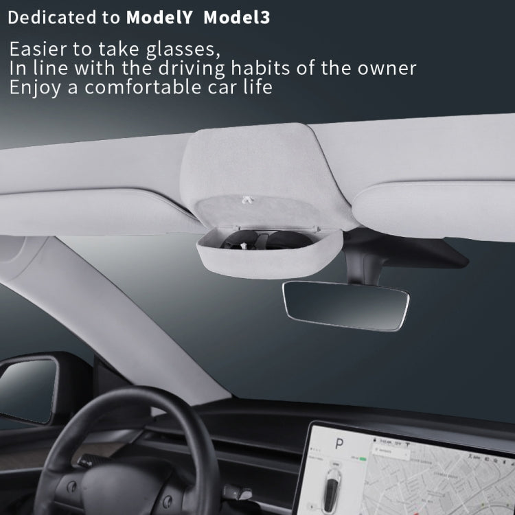 Car Suede Wrap Version Sunglasses Storage Box for Tesla Model Y 2019-2023 by buy2fix