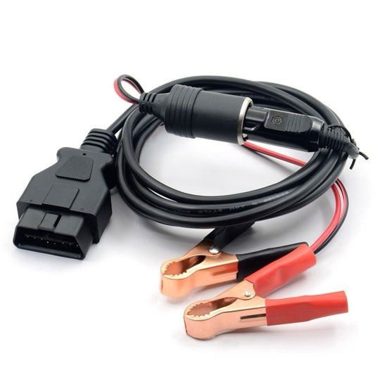 OBD II Car ECU Emergency Power Supply Cable Memory Saver with Alligator Clip-On Cigarette Lighter Power Socket by buy2fix