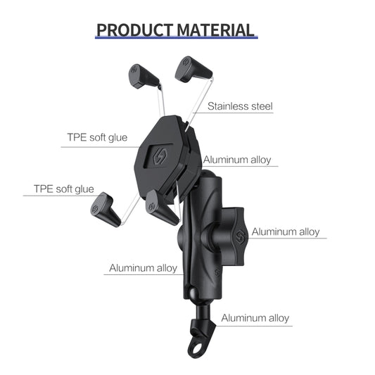 ZH-1558B1 Motorcycle Rear Mirror X-shape Aluminum Alloy Phone Holder by buy2fix