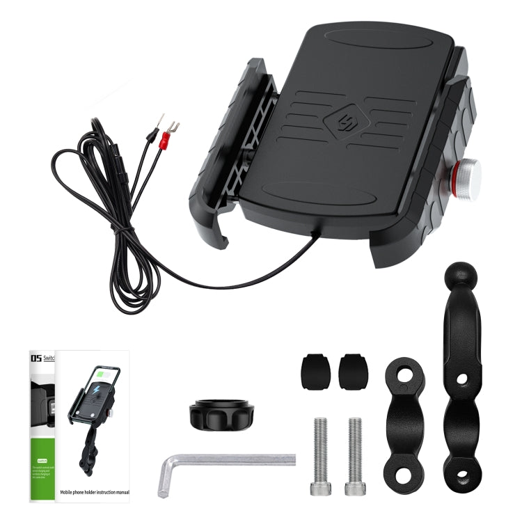 ZH-19414A1 Motorcycle Handlebar Qi USB Wireless Charging Phone Holder by buy2fix