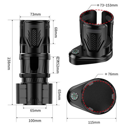 Car Multifunctional Retractable Rotating Water Cup Holder with Compass by buy2fix