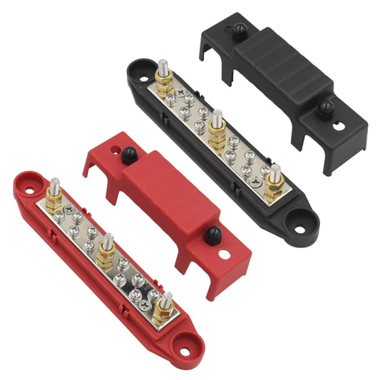1 Pair 48V 150A M6 Power Distribution Terminal Block Battery Bus Bar Set with Terminal Block by buy2fix