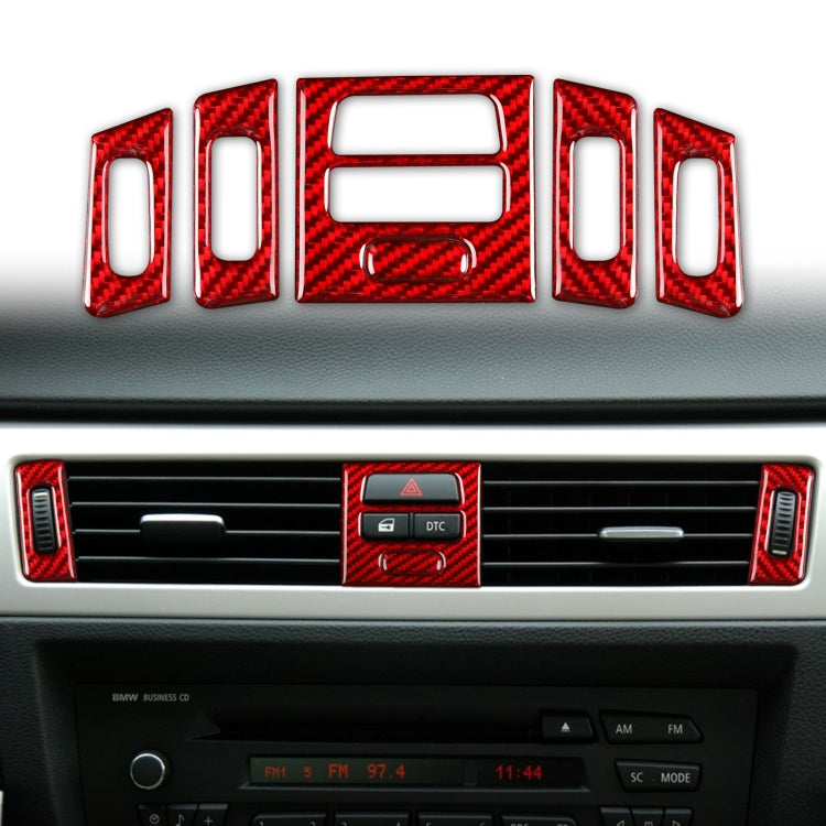 5 PCS Set for BMW 3 Series E90 High Matching Carbon Fiber Car Air Outlet Decorative Sticker,Left and Right Drive Universal(Red) by buy2fix