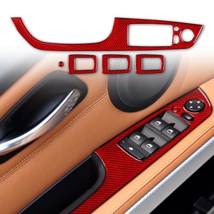 5 PCS Set for BMW 3 Series E90 Carbon Fiber Car Left Driving Lifting Panel Decorative Sticker with Folding, Diameter: 37.8cm(Red) by buy2fix