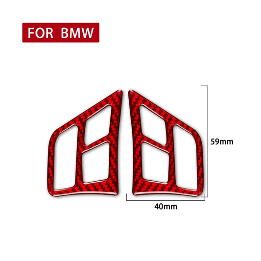 2 PCS Set for BMW 3 Series E90 Carbon Fiber Car Steering Wheel Button Frame Decorative Sticker,Left and Right Drive Universal (Red) by buy2fix