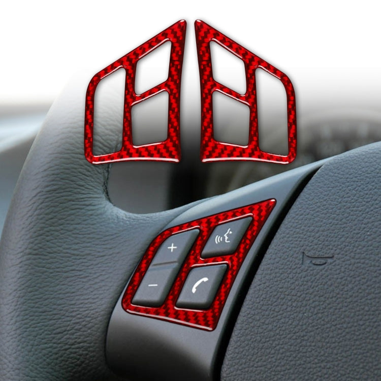 2 PCS Set for BMW 3 Series E90 Carbon Fiber Car Steering Wheel Button Frame Decorative Sticker,Left and Right Drive Universal (Red) by buy2fix