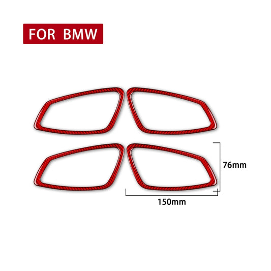 4 PCS Set for BMW 3 Series E90 Carbon Fiber Car Door Handle Decorative Sticker,Left and Right Drive(Red) by buy2fix
