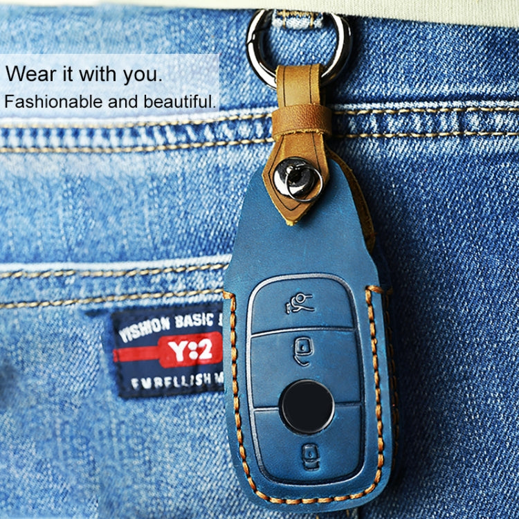 For Mercedes-Benz New Style Car Cowhide Leather Key Protective Cover Key Case (Brown) by buy2fix