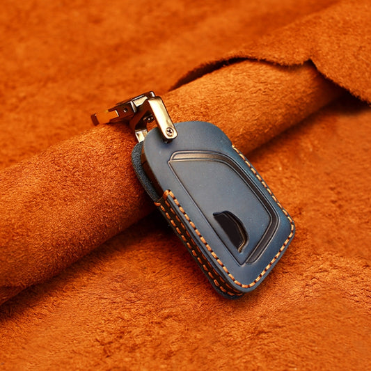 For Cadillac New Style Car Cowhide Leather Key Protective Cover Key Case (Blue) by buy2fix
