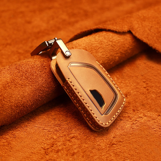 For Cadillac New Style Car Cowhide Leather Key Protective Cover Key Case (Brown) by buy2fix