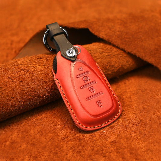 For Chevrolet Car Cowhide Leather Key Protective Cover Key Case, Four Keys Version (Red) by buy2fix