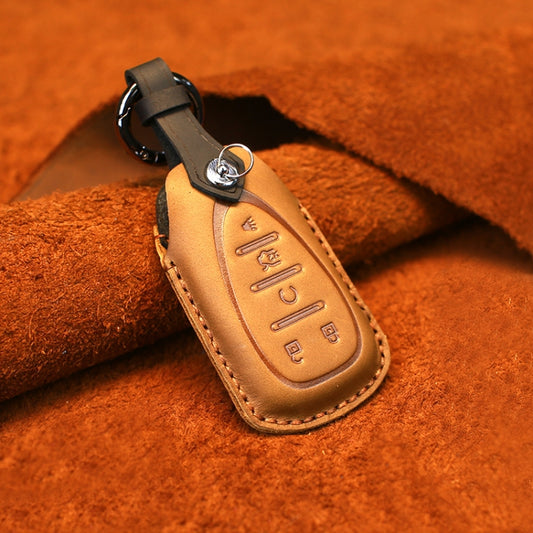 For Chevrolet Car Cowhide Leather Key Protective Cover Key Case, Five Keys Version (Brown) by buy2fix