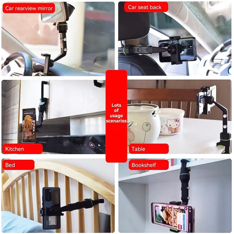 3rd Generation Multifunctional Car Rearview Mirror Rear Seat Mobile Phone Holder (Green) by buy2fix