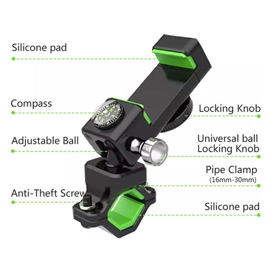 Bicycle / Motorcycle Anti-theft Anti-take Off Mobile Phone Holder with Light (Black) by buy2fix