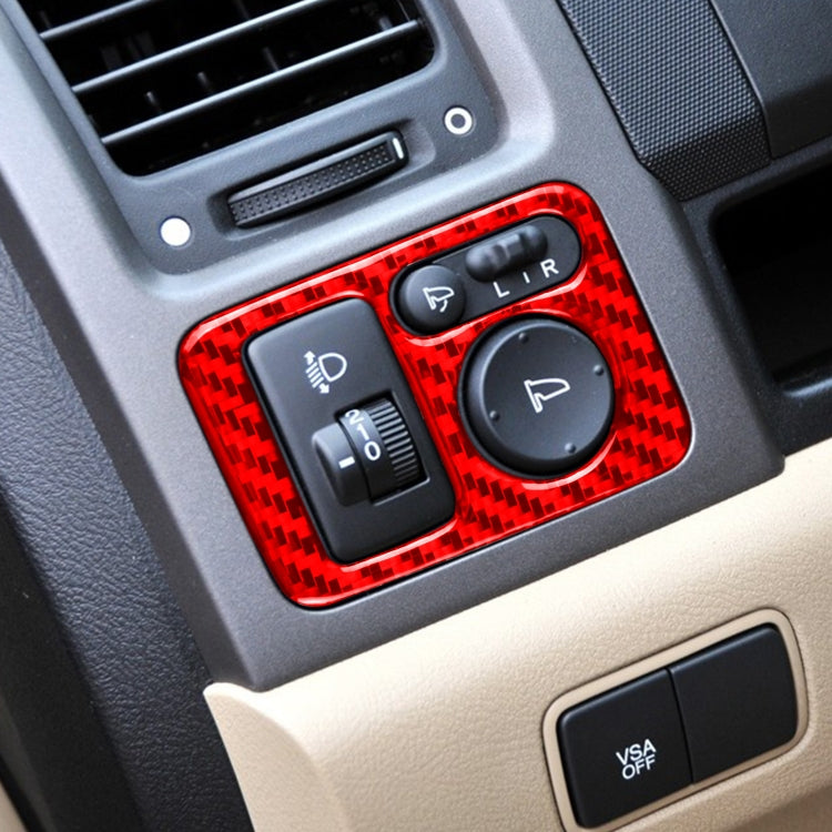 For Honda CRV 2007-2011 Car Carbon Fiber Rear Mirror Adjustment Switch Frame Decorative Sticker, Left Drive (Red) by buy2fix