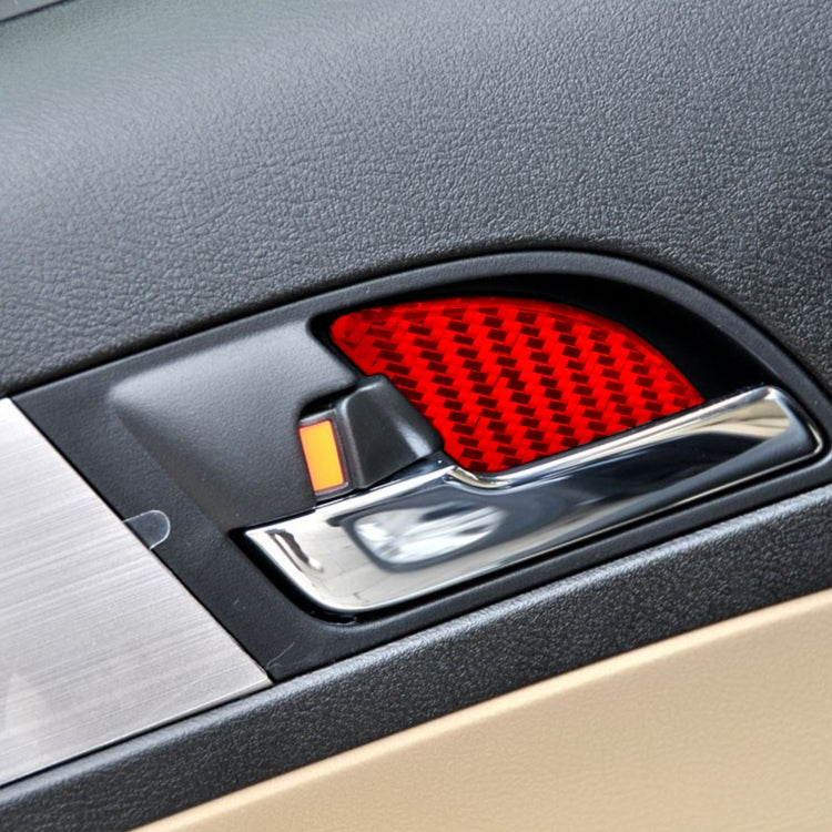 4 PCS Set for Honda CRV 2007-2011 Carbon Fiber Car Inner Door Bowl Patch Decorative Sticker,Left and Right Drive Universal(Red) by buy2fix