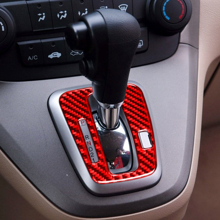 For Honda CRV 2007-2011 Carbon Fiber Car Gear Indicator Frame Decorative Sticker,Left Drive (Red) by buy2fix