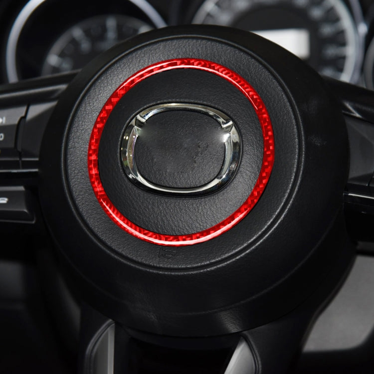 Car Carbon Fiber Steering Wheel Decorative Sticker for Mazda 3 Axela 2017-2018, Left and Right Drive (Red) by buy2fix