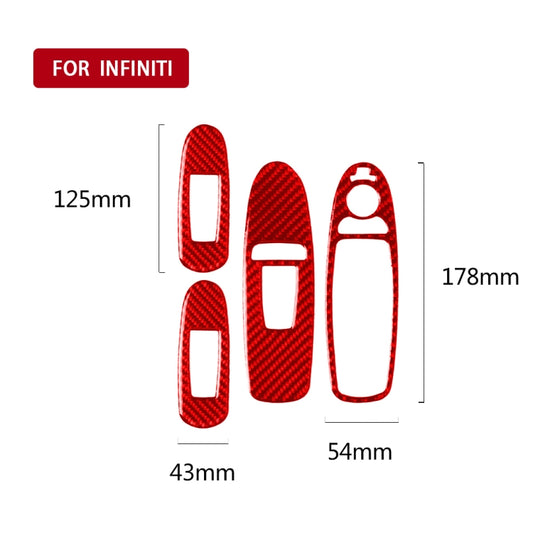 Car Carbon Fiber A Style Window Glass Lift Panel Decorative Sticker for Infiniti Q50 2014-2020, Right Drive (Red) by buy2fix