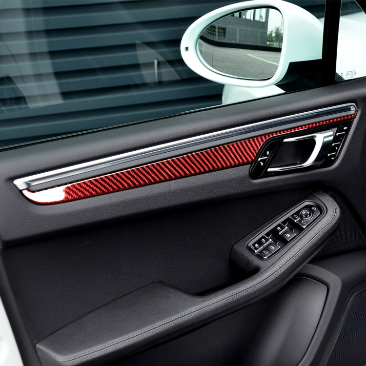Car Carbon Fiber Door Panel Decorative Sticker for Porsche Macan 2014-2021, Left and Right Drive Universal (Red) by buy2fix