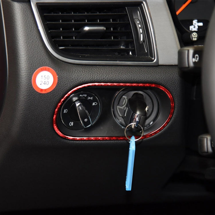 Car Carbon Fiber Headlight Switch Panel Decorative Sticker for Porsche Macan 2014-2021, Left and Right Drive Universal (Red) by buy2fix