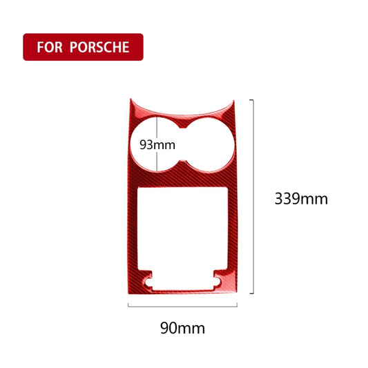 Car Carbon Fiber Water Cup Holder Panel Decorative Sticker for Porsche Macan 2014-2021, Left and Right Drive Universal (Red) by buy2fix