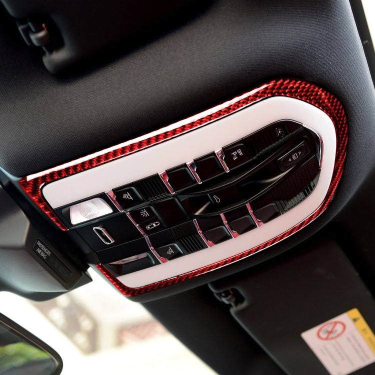 Car Carbon Fiber Dome Light Panel Decorative Sticker for Porsche Macan 2014-2021, Left and Right Drive Universal(Red) by buy2fix