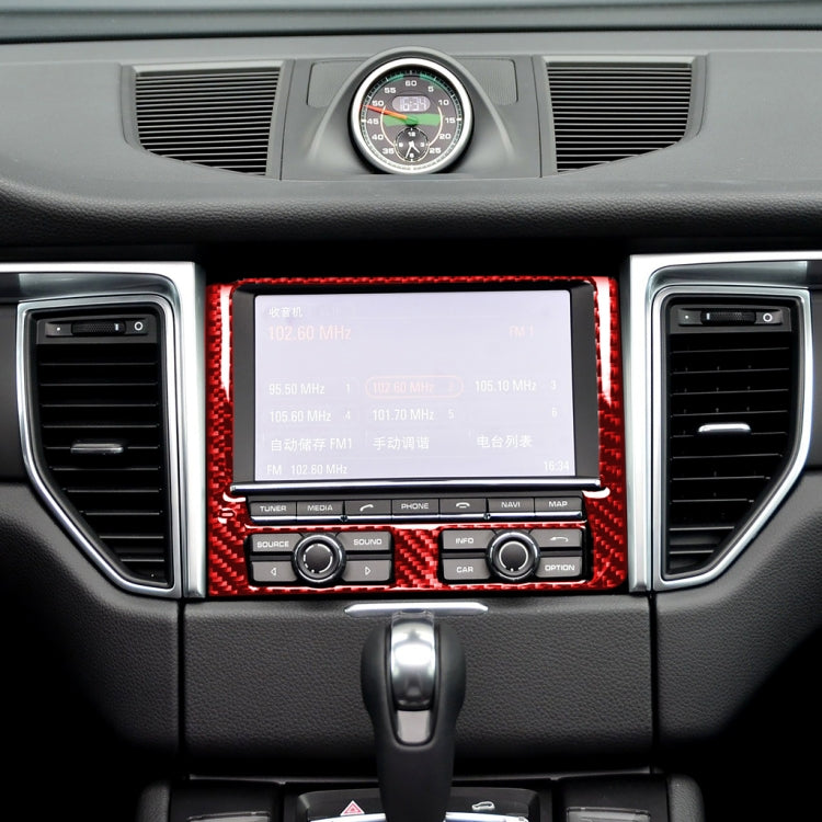 Car Carbon Fiber Navigation Panel Decorative Sticker for Porsche Macan 2014-2018, Left and Right Drive Universal (Red) by buy2fix